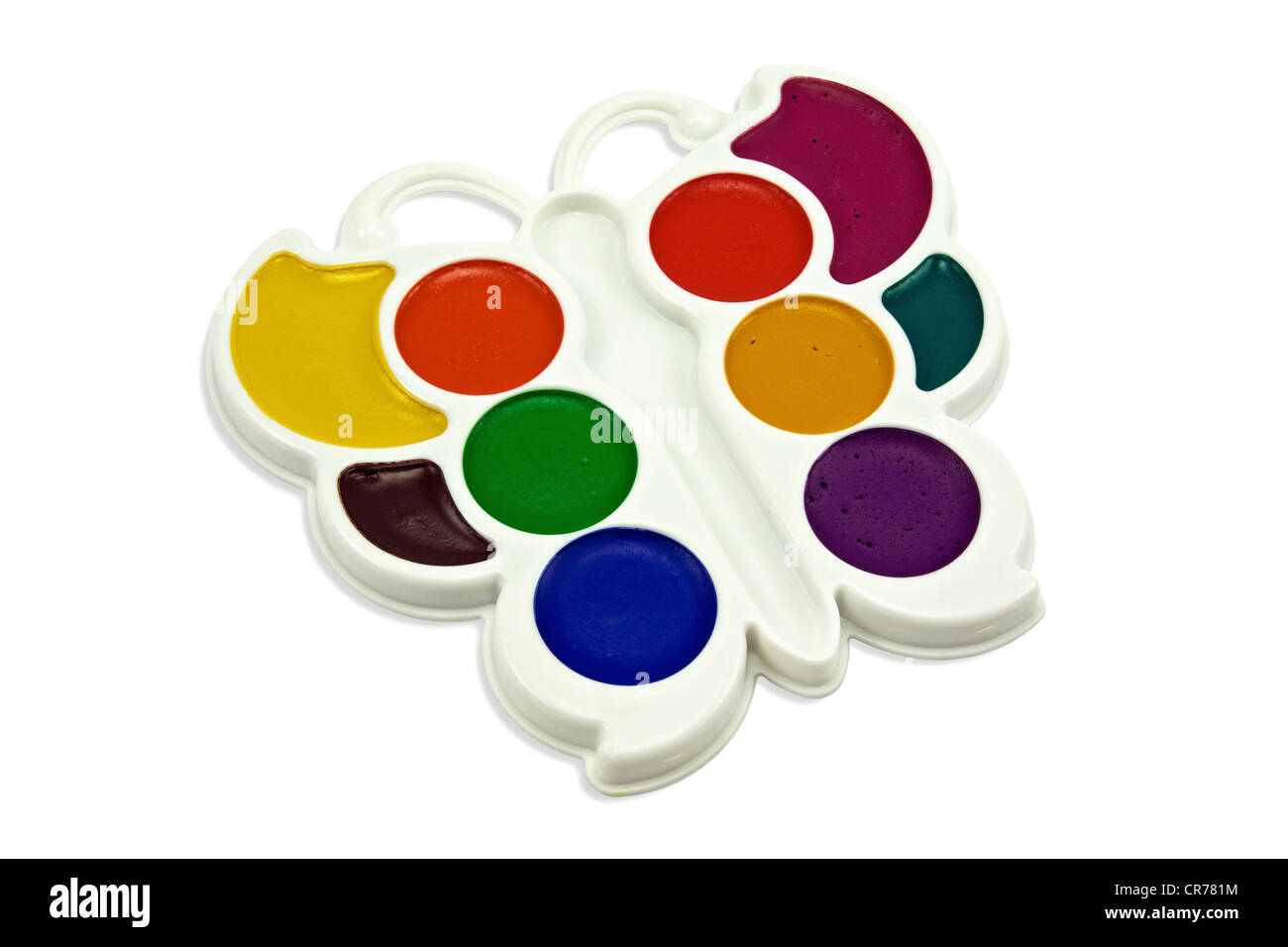 watercolor paint tray isolated on white background Stock Photo - Alamy