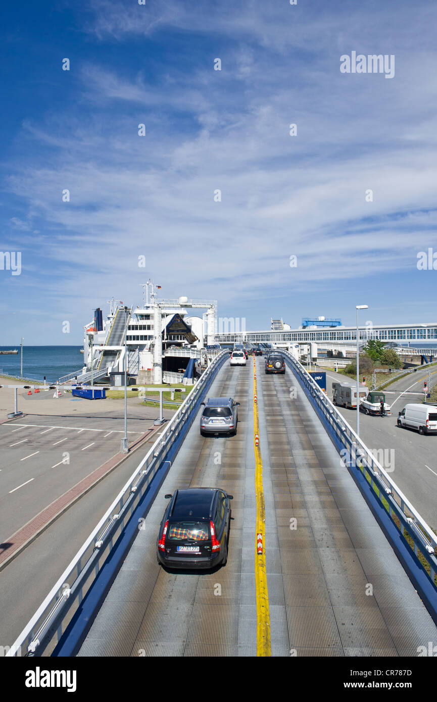 Ferry terminal with linkspan, vehicle loading road, Puttgarden, Fehmarn
