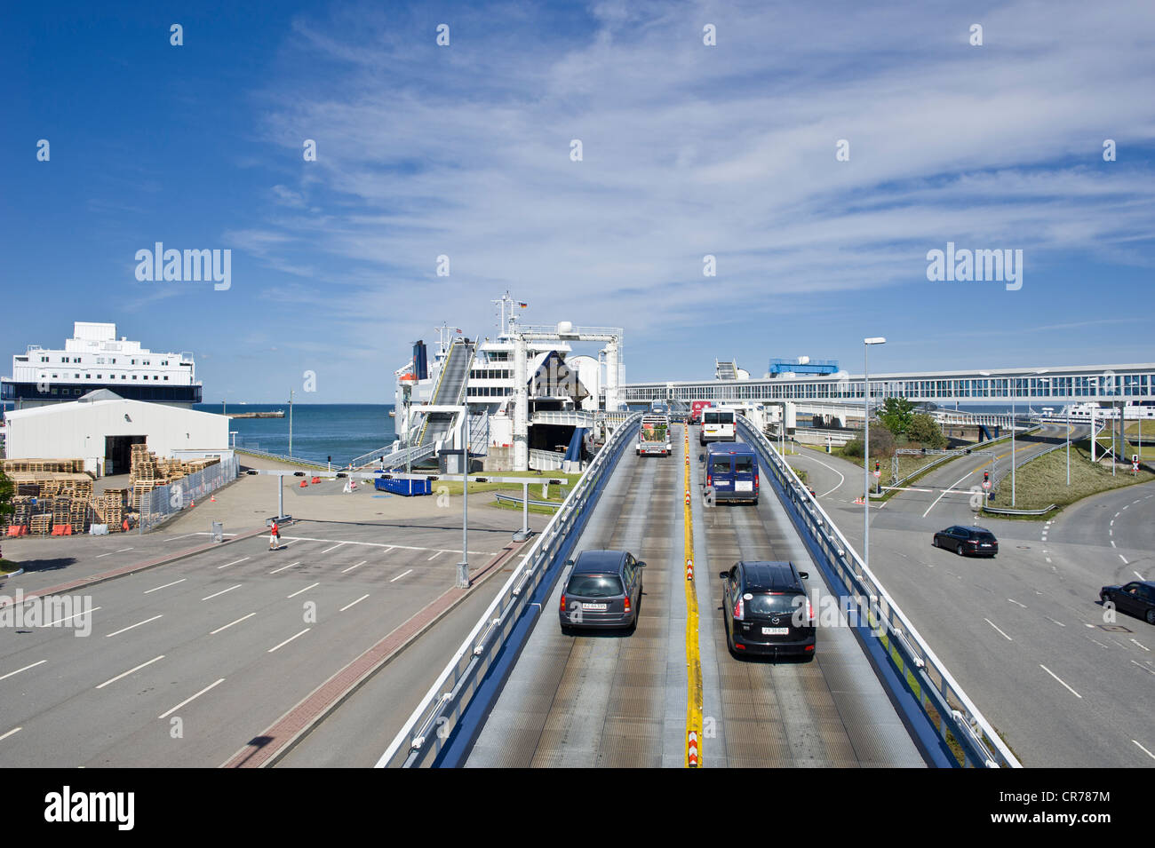 Ferry terminal with linkspan, vehicle loading road, Puttgarden, Fehmarn