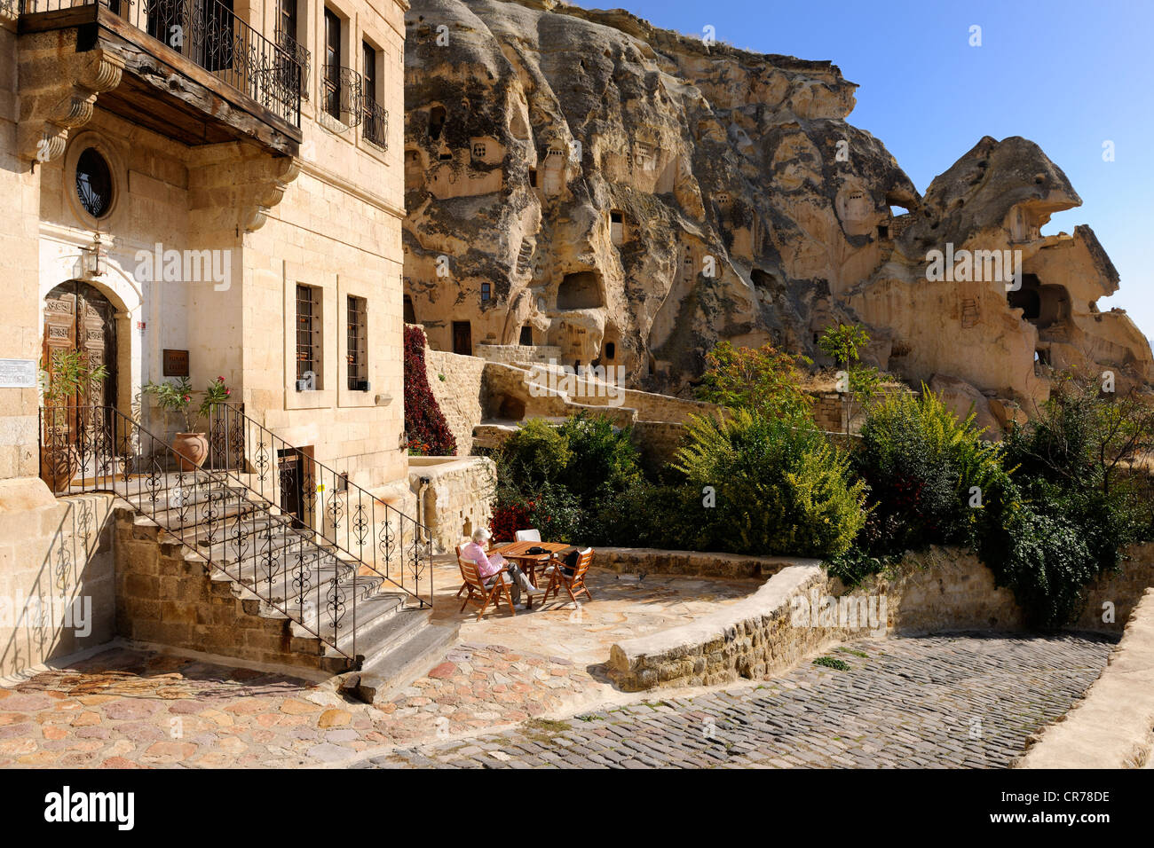 Turkey, Central Anatolia, Nevsehir Province, Cappadocia UNESCO World Heritage, Urgup, Yunak Evleri luxury hotel in old Stock Photo