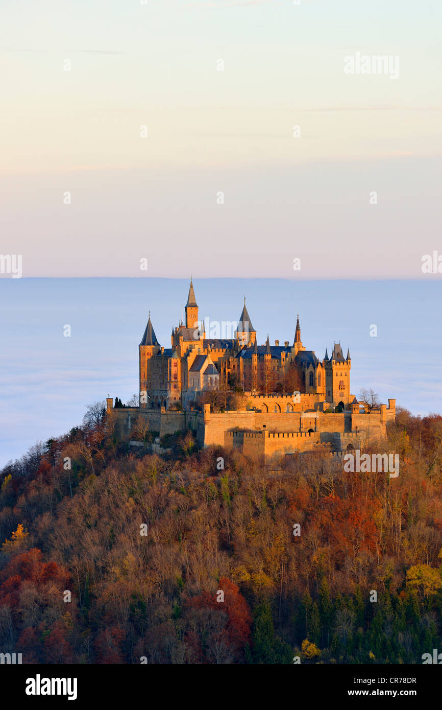 Burg Hohenzollern castle in autumn, Swabian Alp, Baden-Wuerttemberg, Germany, Europe Stock Photo
