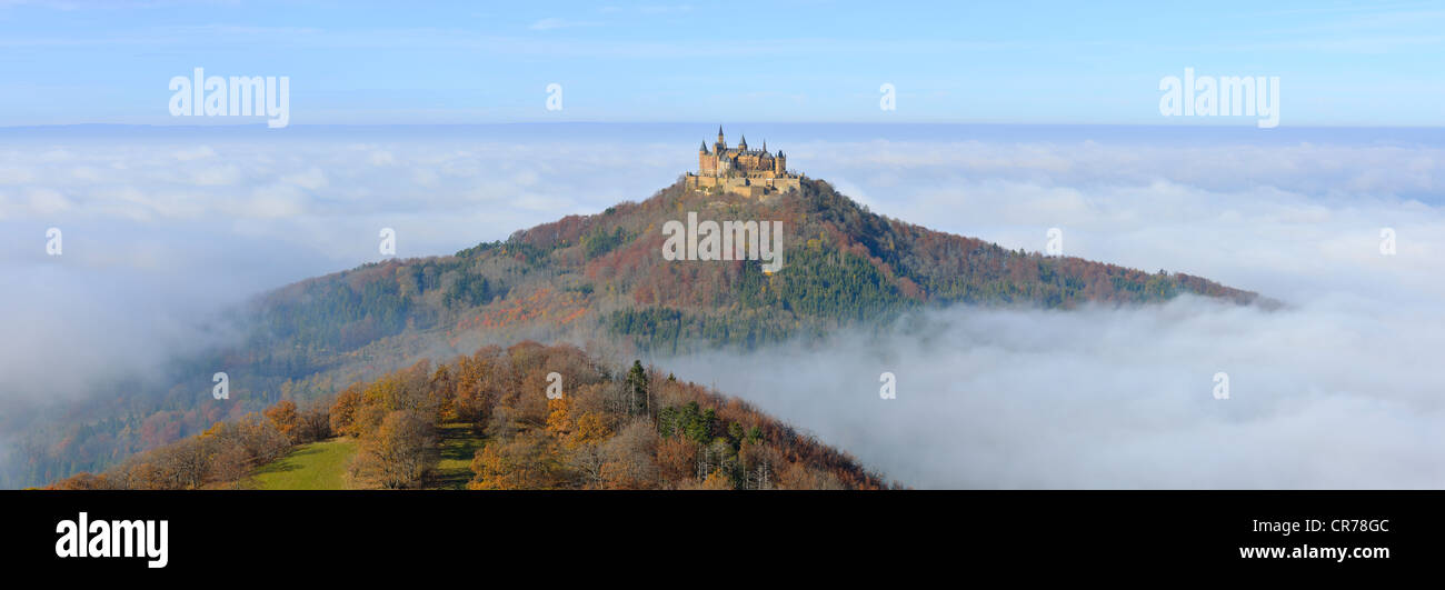 Burg Hohenzollern castle in autumn, Zollernalb district, Swabian Alps, Baden-Wuerttemberg, Germany, Europe Stock Photo
