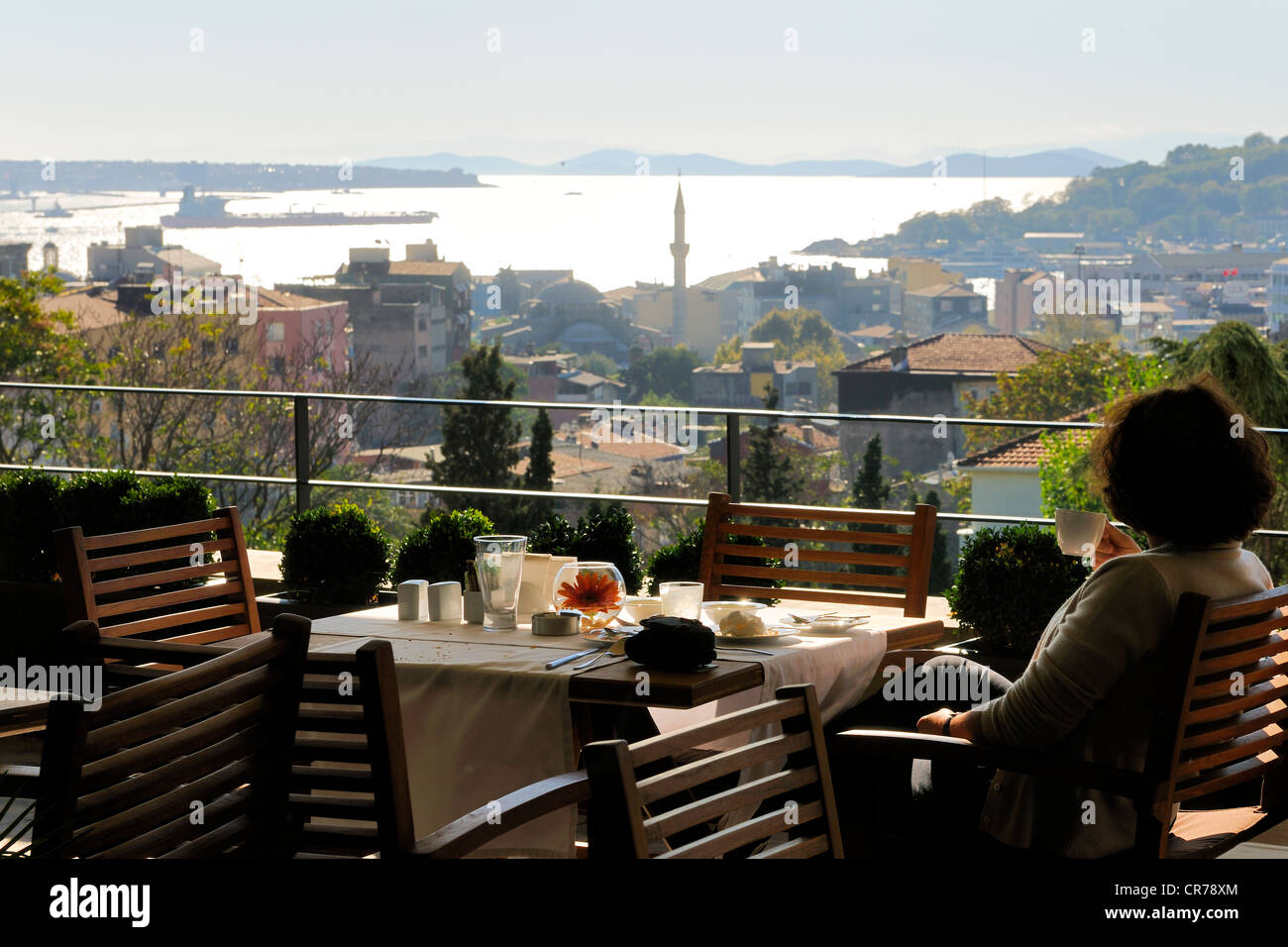 Turkey, Istanbul, Beyoglu District, view on the Bosphorus Strait from Tomtom Suites Hotel Stock Photo