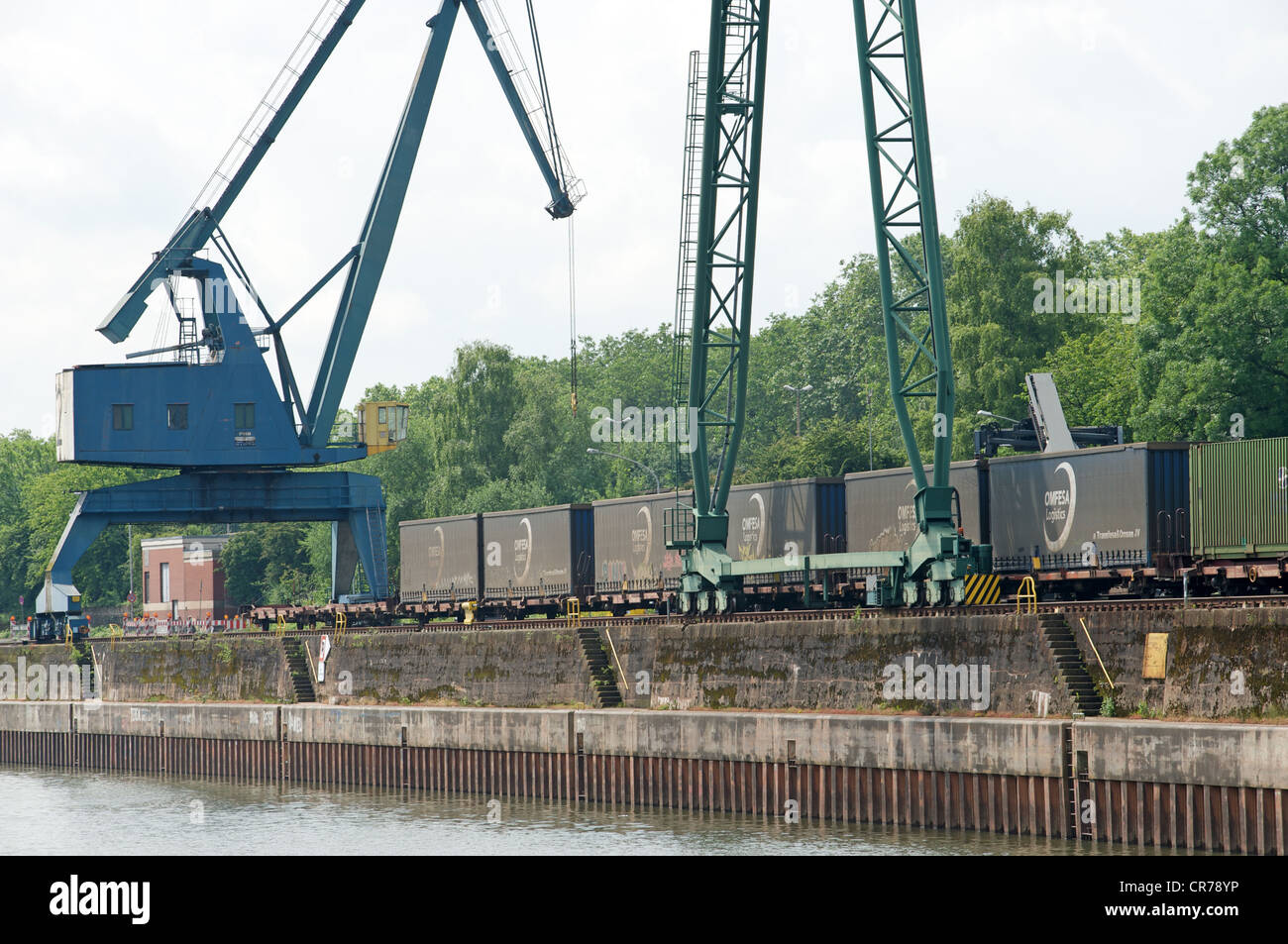 Railway container  freight terminal Niehl, Cologne Germany Stock Photo