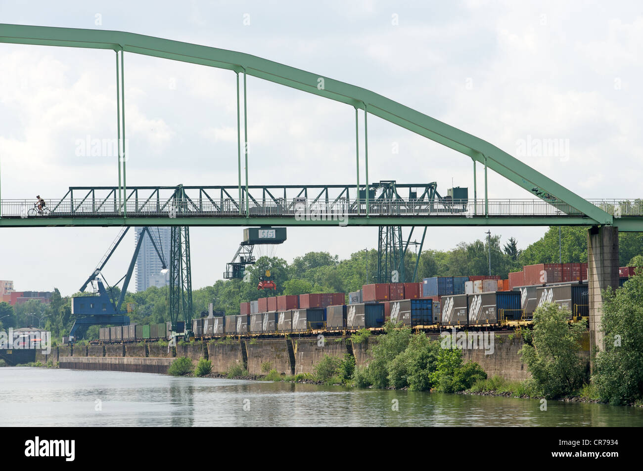 Railway container  freight terminal Niehl, Cologne Germany Stock Photo