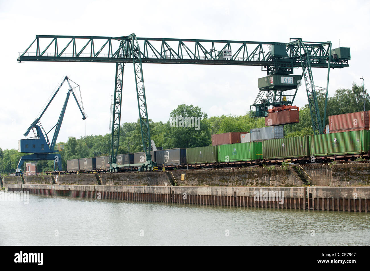 Railway container  freight terminal Niehl, Cologne Germany Stock Photo