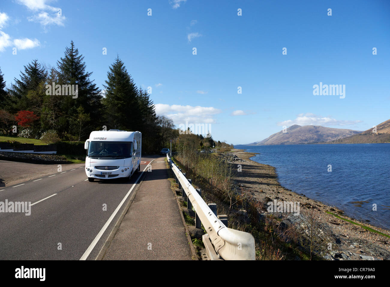 main a82 tourist route road along the shores of loch linnhe near fort william highland highlands scotland uk Stock Photo