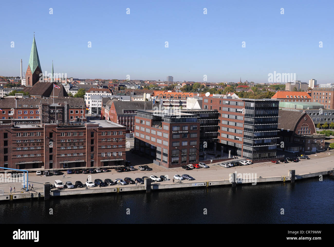 View of Kiel harbour, storehouses, Kiel, Schleswig-Holstein, Germany, Europe Stock Photo