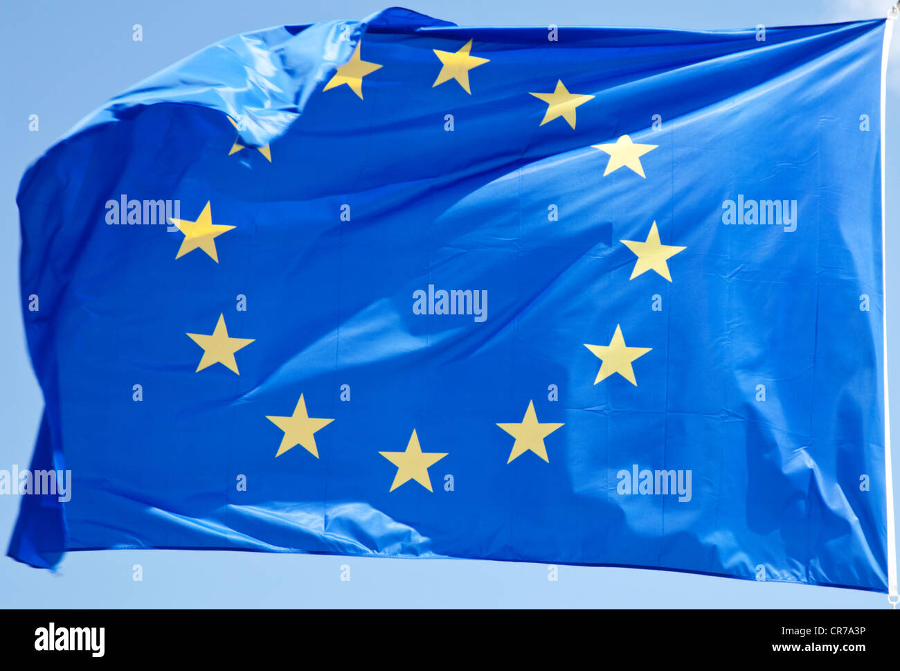 Waving flag of the European Union. Stock Photo