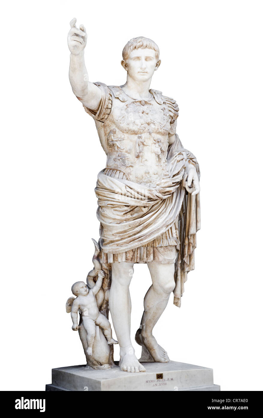 Statue of the Emperor Augustus Octavian found near Prima Porta, displayed in the Vatican Museums, Rome (Augustus of Primaporta ) Stock Photo