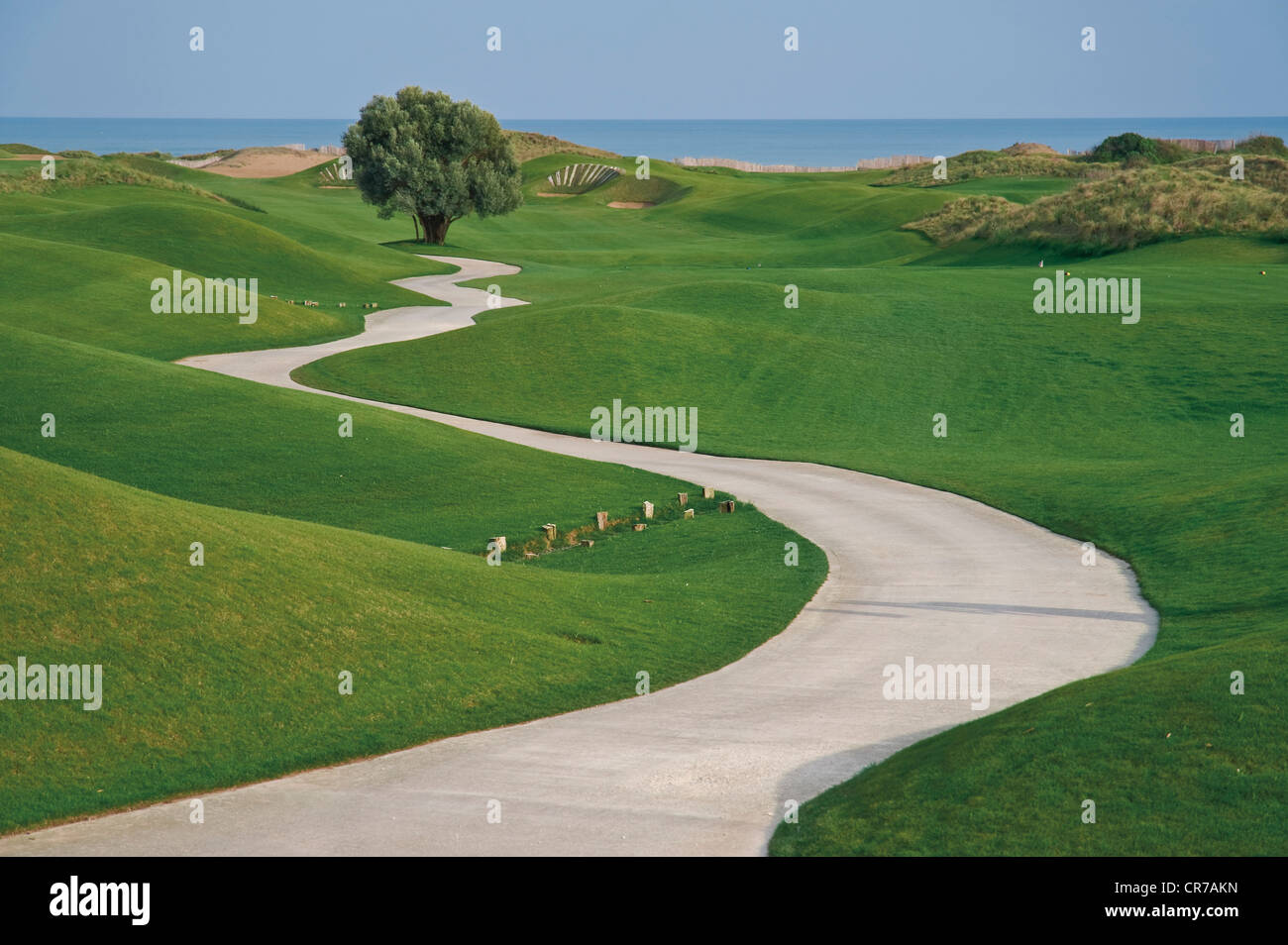 Turkey, Antalya, View of pathway passing through grass Stock Photo