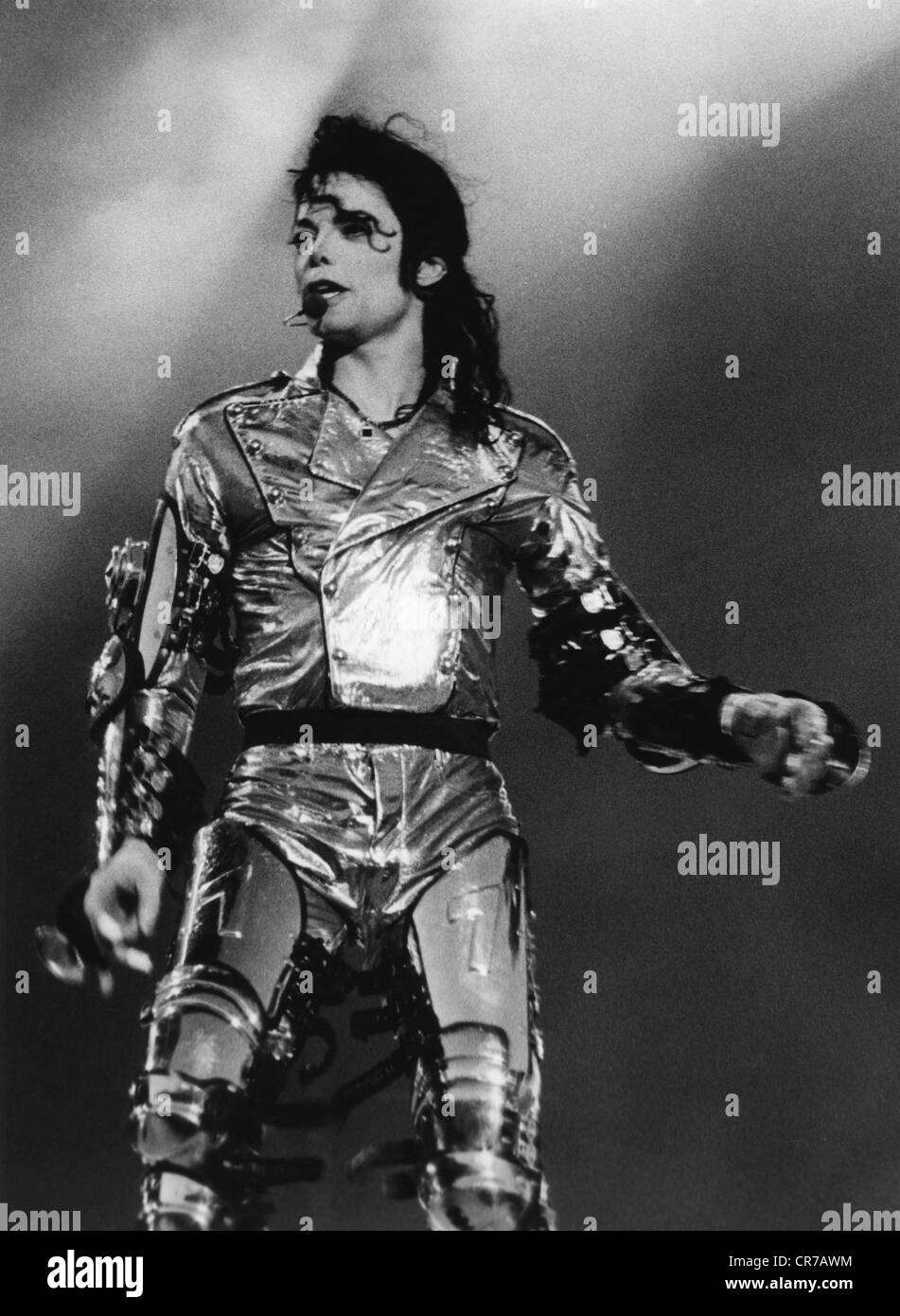 Jackson, Michael, 29.8.1958 - 25.6.2009, American musician (pop singer), half length, during concert gig, HIStory world tour, Hockenheim, Germany, 1997, , Stock Photo