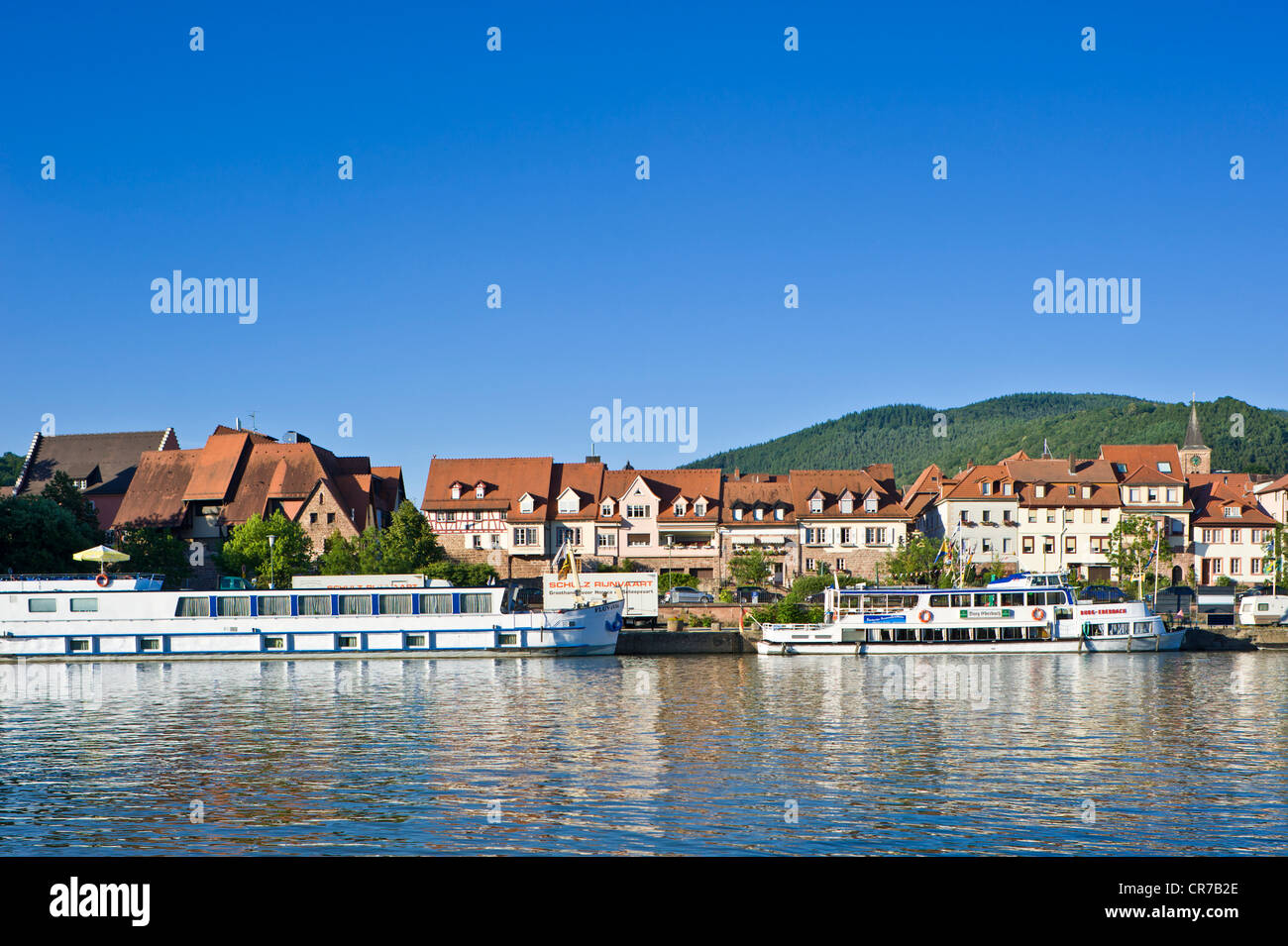 City view with Neckar river, Eberbach, Rhein-Neckar-Kreis district, Baden-Wuerttemberg, Germany, Europe Stock Photo