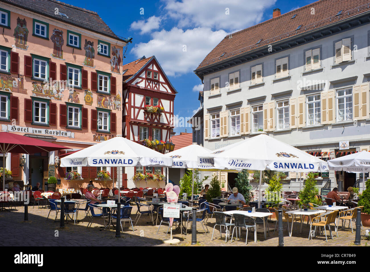 Am Alten Markt market square, Eberbach am Neckar, Baden-Wuerttemberg,  Germany, Europe Stock Photo - Alamy