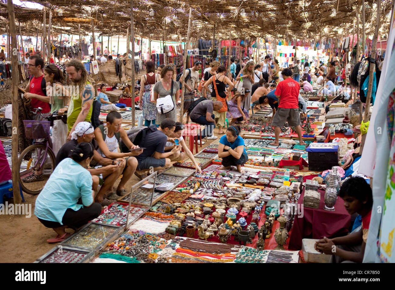 India, Goa State, Anjuna, Wednesday flea market created in the time of the hippies Stock Photo