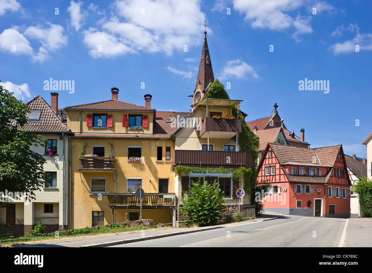 Church of St Johannes Nepomuk in the old town, Neckargemuend, Baden-Wuerttemberg, Germany, Europe Stock Photo