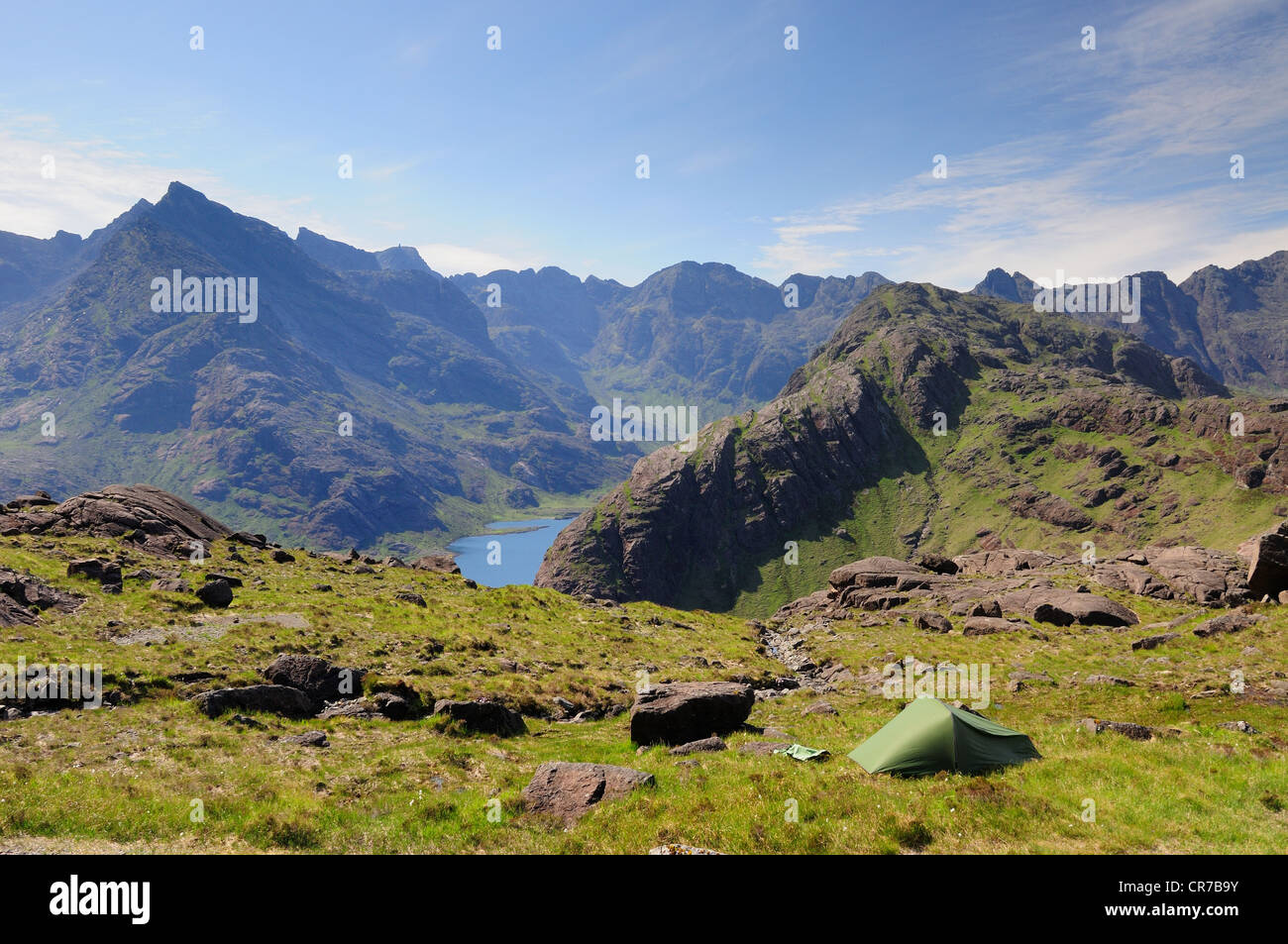 Wild Camping On The Isle Of Skye With Loch Coruisk And The Jagged Black Cuillin Ridge In The Background Stock Photo Alamy