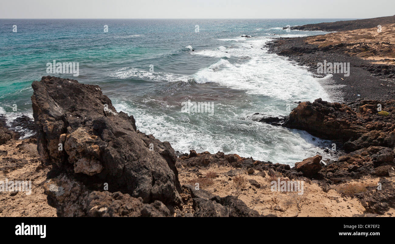 Rocky coast, Parque Natural de Corraleio, Fuerteventura, Canary Islands, Spain, Europe Stock Photo