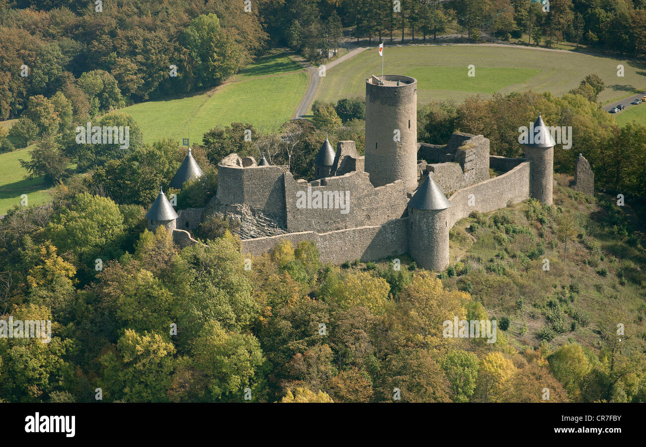 Aerial View Nuerburg Castle Ruin Ahrweiler Eifel Mountain Range Aerial View Nuerburg Castle Ruin Ahrweiler Eifel Mountain Range
