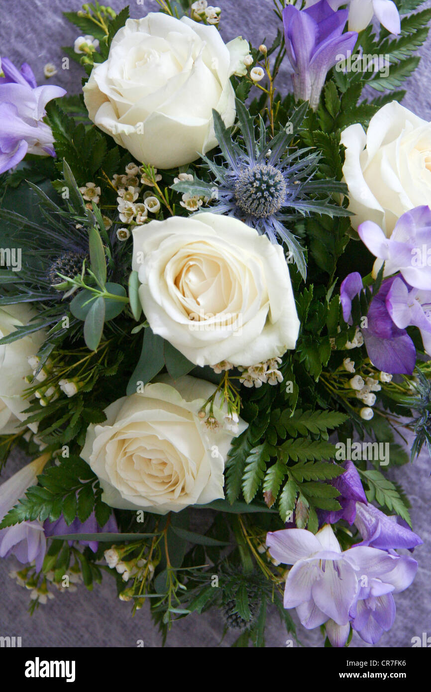Wedding Flowers in Cream and Lilac Stock Photo
