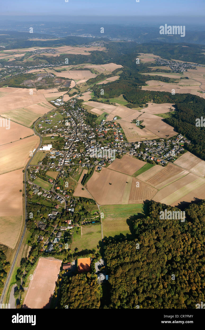 Aerial view, Nickenich, Eifel mountain range, Rhineland-Palatinate, Germany, Europe Stock Photo