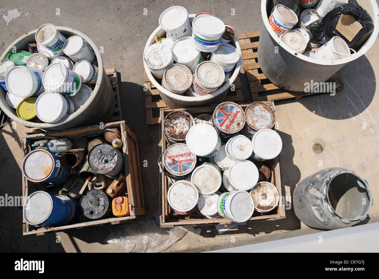A civic amenity site where different recyclable materials are 
