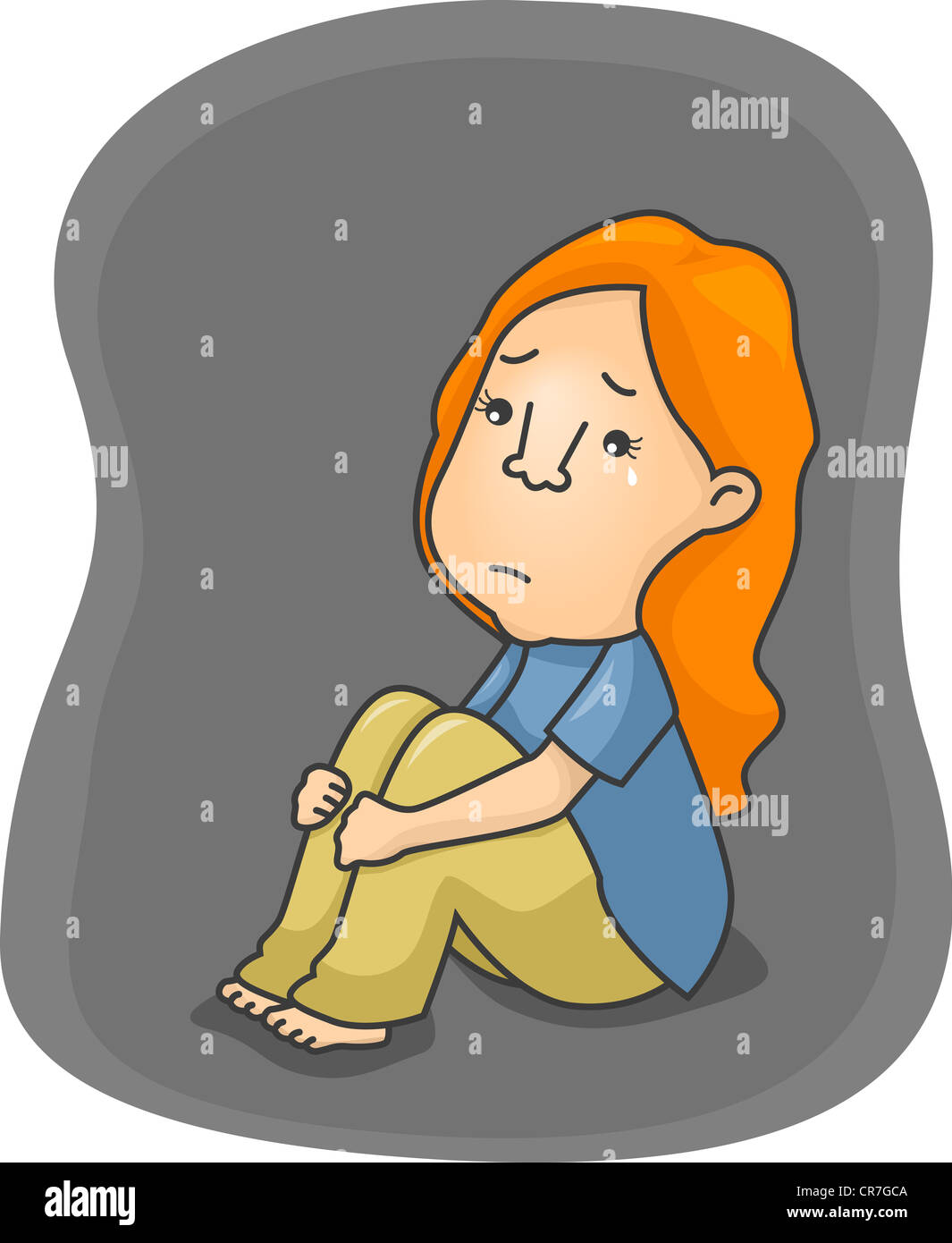 Illustration of a Depressed Girl Shedding a Tear Stock Photo - Alamy, image size:1065x1390