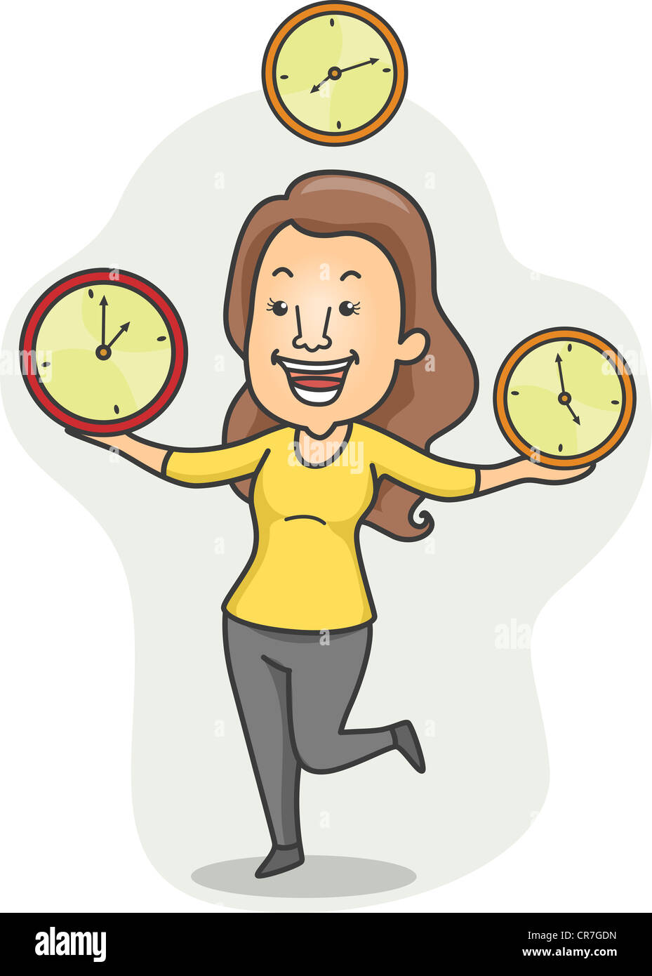 Illustration of a Girl Juggling Time Stock Photo