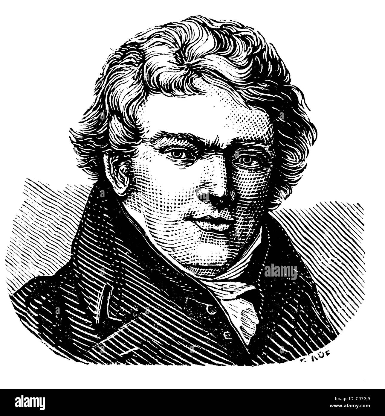 Senefelder, Alois, 6.11.1771 - 26.2.1834, Auastrian inventor of the lithography, portrait, illustration / wood engraving from: 'The world in illustrations', published by the author Dr. Chr. G. Hottinger, Strasbourg / Alsace, 1881, , Stock Photo