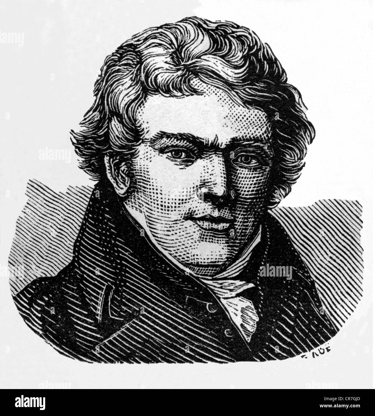 Senefelder, Alois, 6.11.1771 - 26.2.1834, Auastrian inventor of the lithography, portrait, illustration / wood engraving from: 'The world in illustrations', published by the author Dr. Chr. G. Hottinger, Strasbourg / Alsace, 1881, , Stock Photo