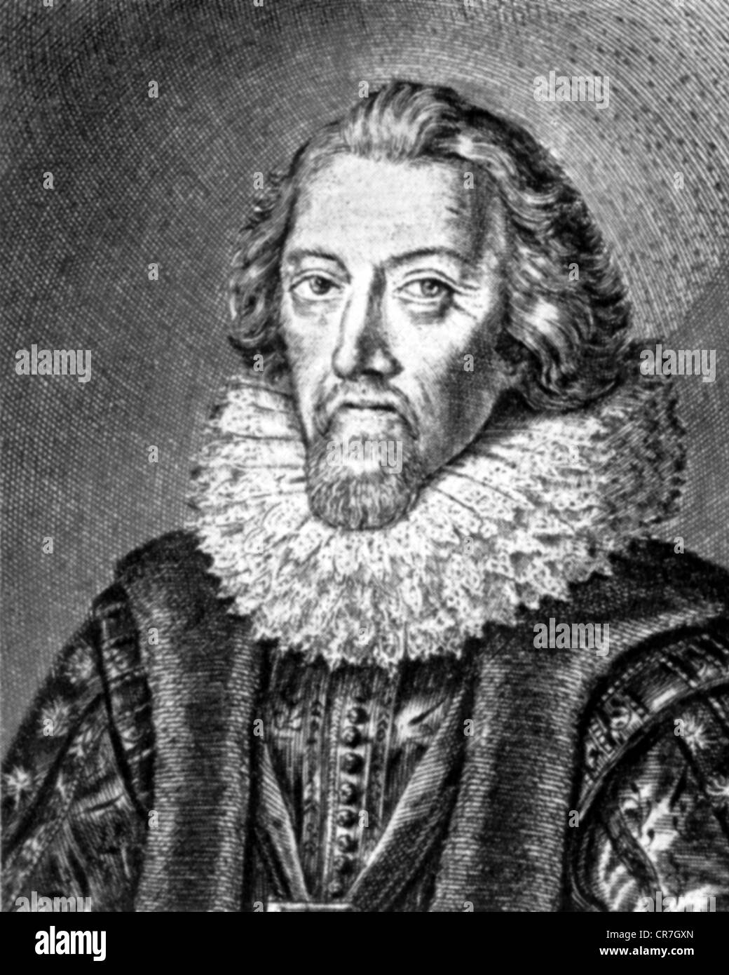 Bacon, Francis, Viscount Saint Alban, 22.1.1561 - 9.4.1626, English philosopher and politician, portrait, wood engraving, 19th century, Stock Photo