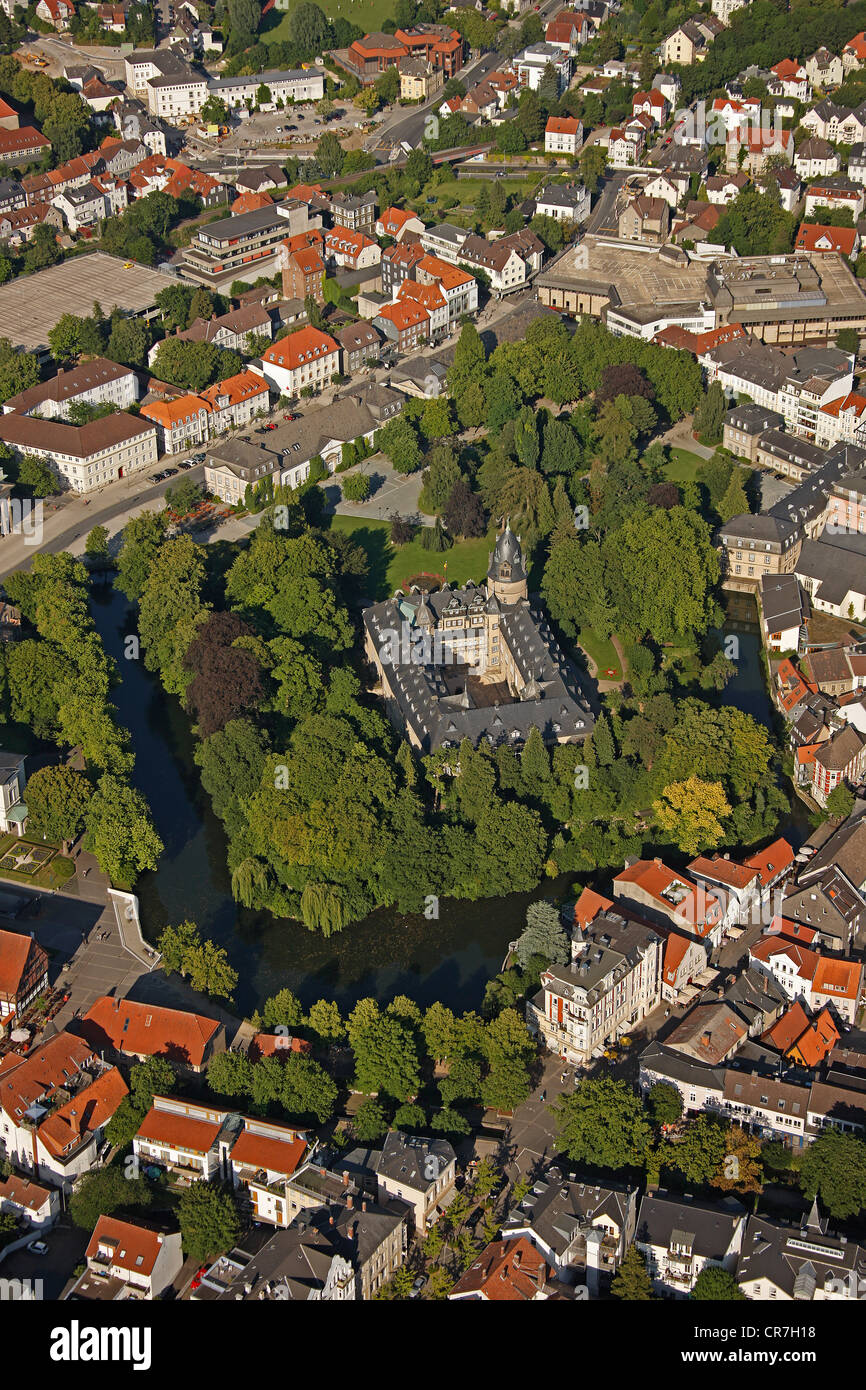 Aerial view, Fuerstliches Residenzschloss Detmold or Princely Residence castle Detmold, Ostwestfalen-Lippe, eastern Westphalia Stock Photo