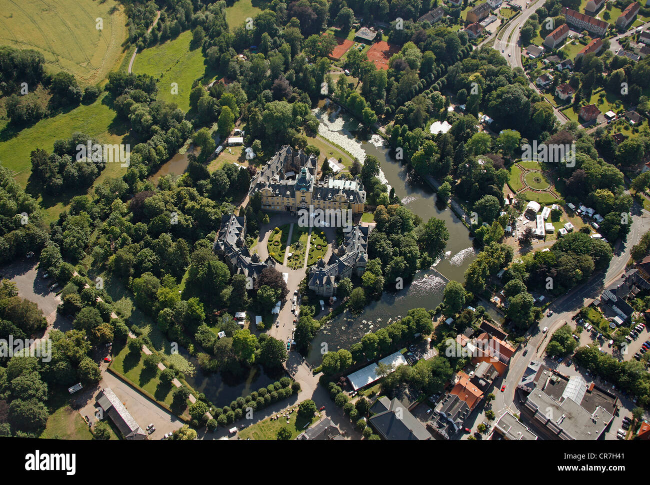 Aerial view, Bueckeburg castle, district of Schaumburg, Lower Saxony, Germany, Europe Stock Photo