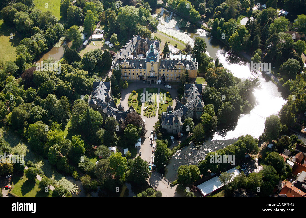 Aerial view, Bueckeburg castle, district of Schaumburg, Lower Saxony, Germany, Europe Stock Photo