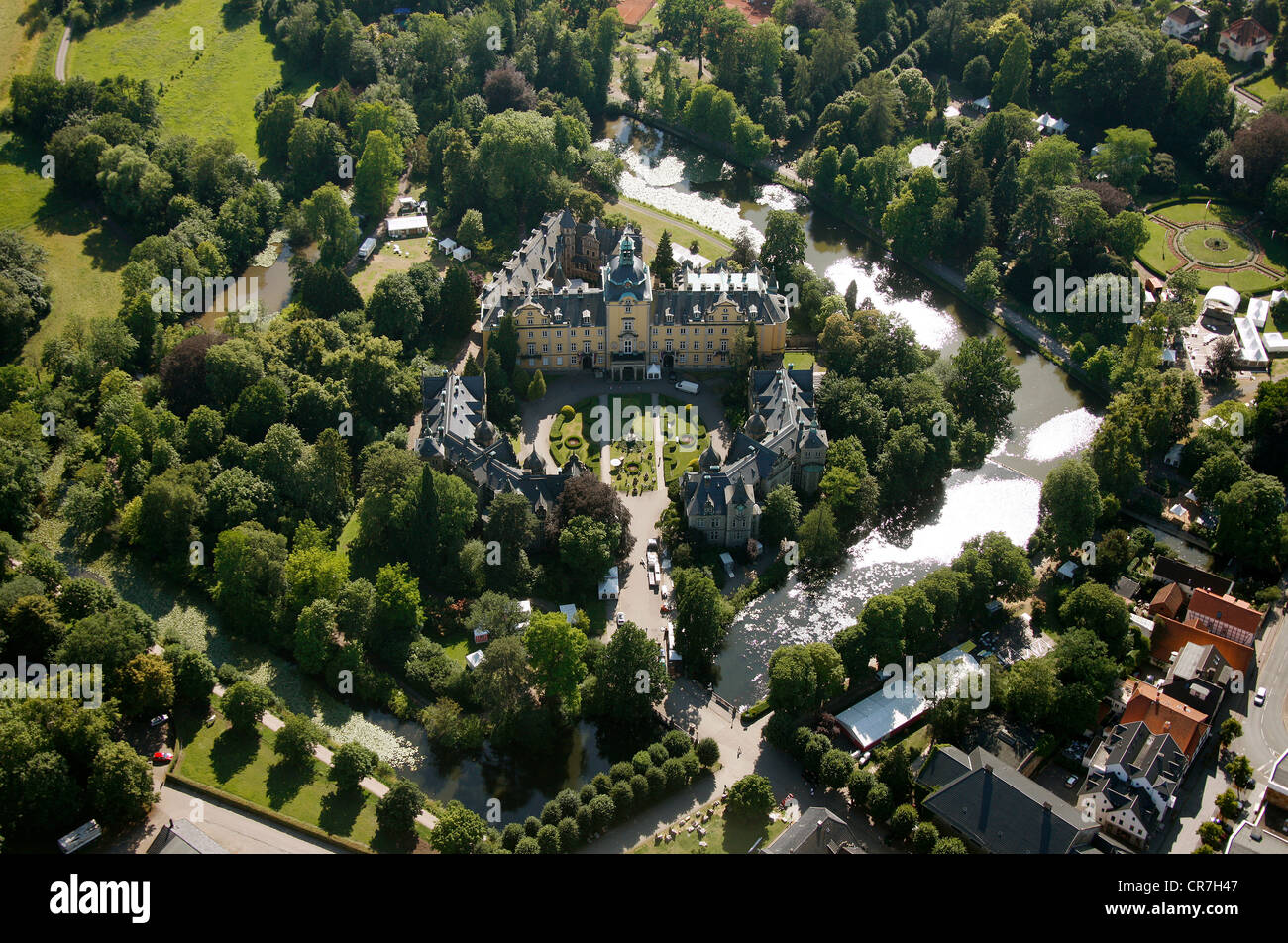 Aerial view, Bueckeburg castle, district of Schaumburg, Lower Saxony, Germany, Europe Stock Photo