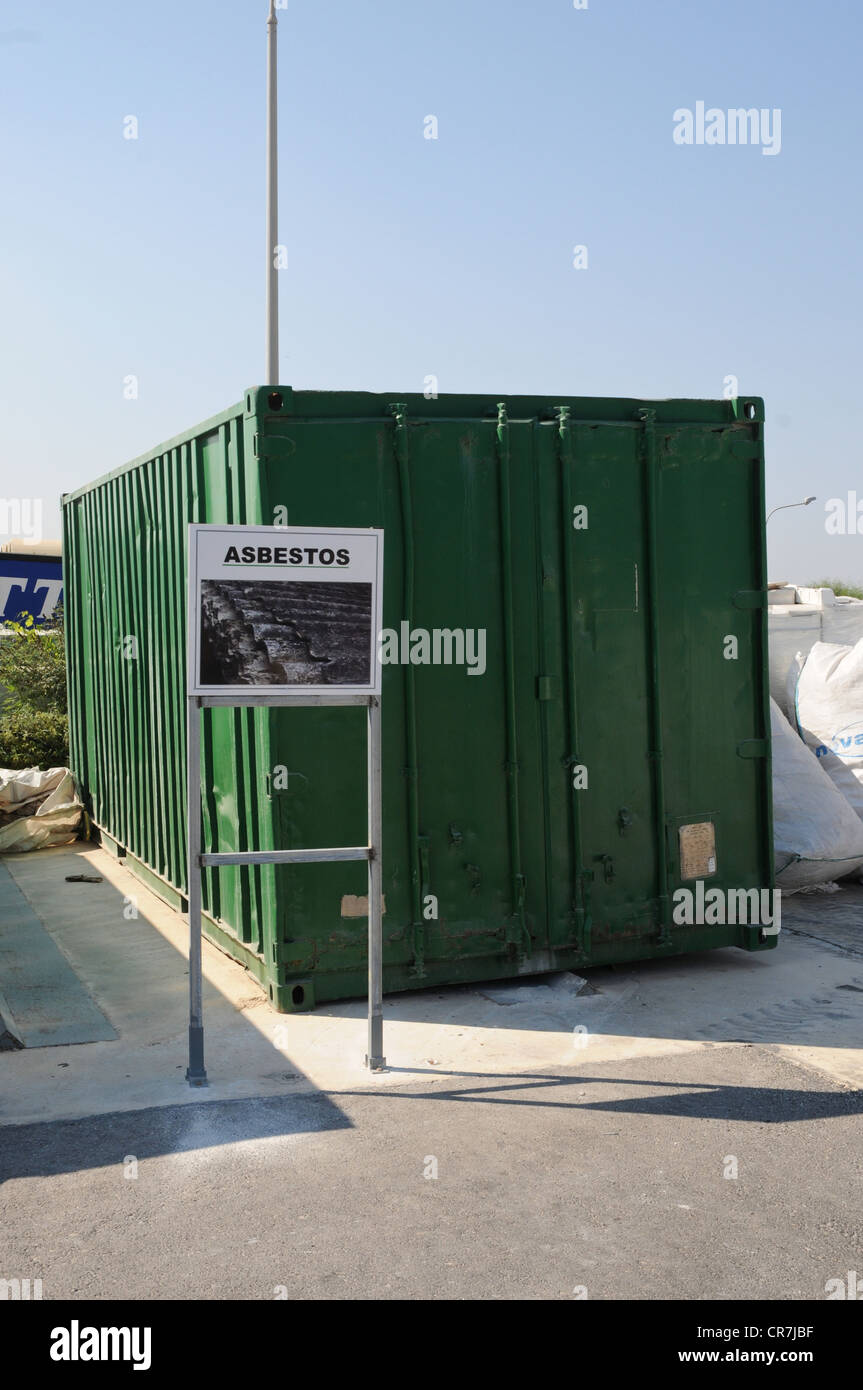 A section in a civic amenity site, also called bring in site, where toxic asbestos is collected to be safely disposed. Stock Photo