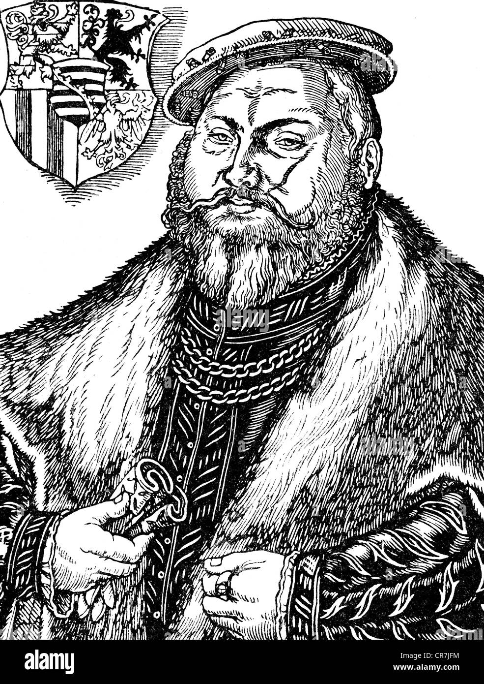 John 'the Constant', 30.6.1468 - 16.8.1532, Elector of Saxony 25.5.1525 - 16.8.1532, half length, contemporary copper engraving, Artist's Copyright has not to be cleared Stock Photo