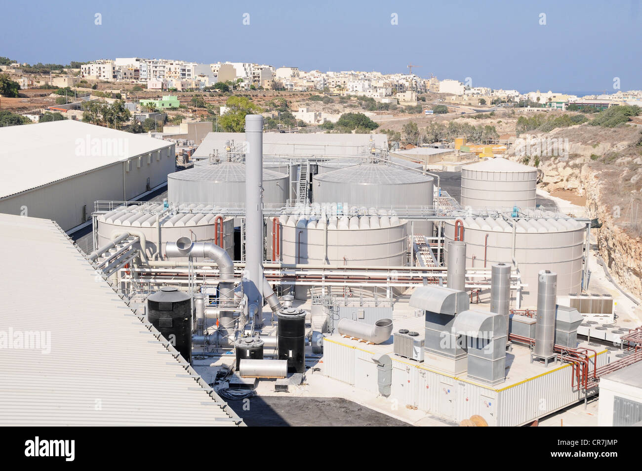 Waste Treatment plant. Where waste is separated, materials are recovered from waste and compost and electricity are produced. Stock Photo