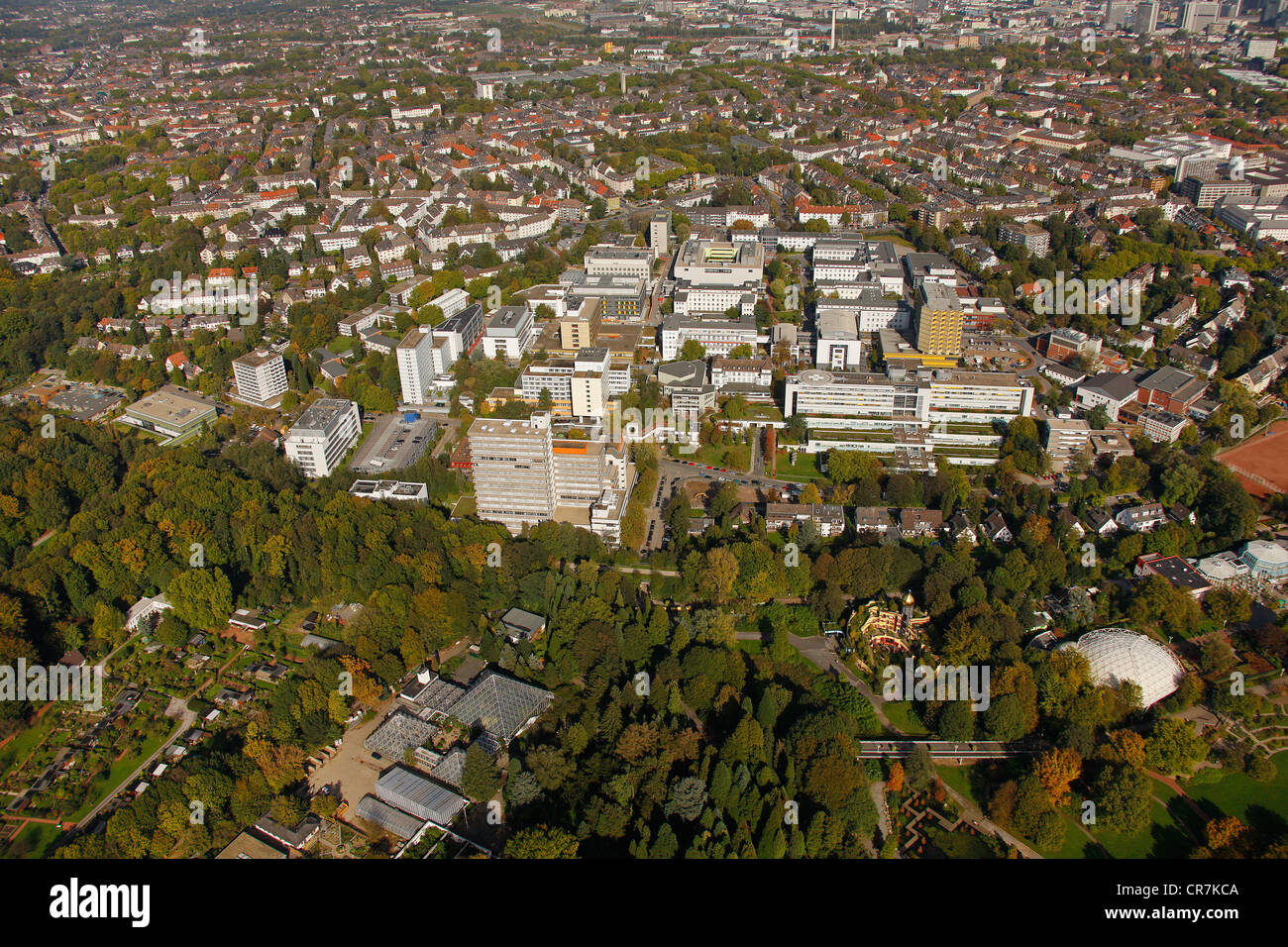 Aerial view, University Hospital Essen, Institute of Human Genetics, Ronald McDonald House, Essen, Ruhr Area Stock Photo