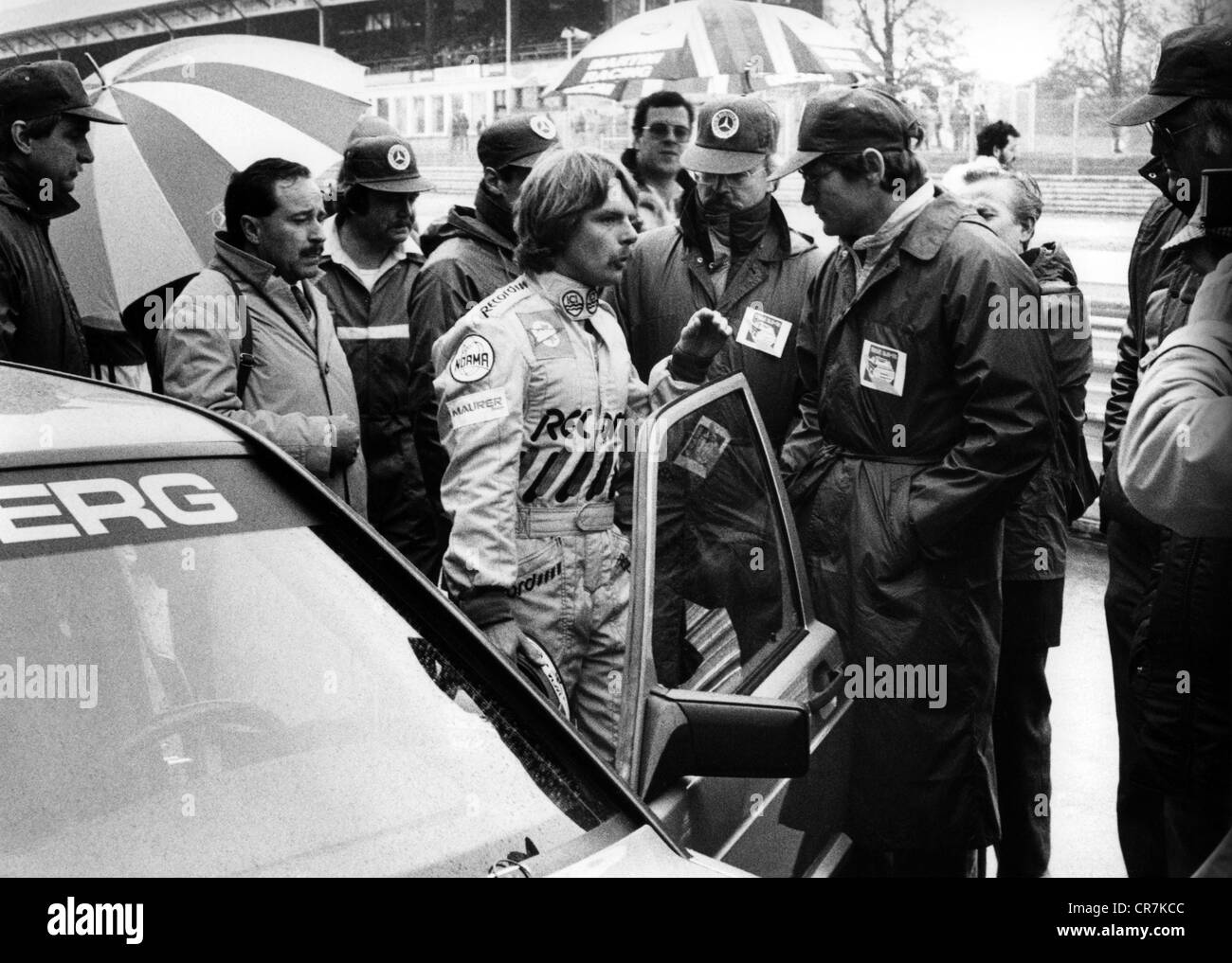 Rosberg, Keijo Erik 'Keke', * 6.12.1948, Finnish racing driver and businessman, on Mercedes-Benz 190 E at the opening race of the new the Nuerburgring, 12.5.1984, Stock Photo