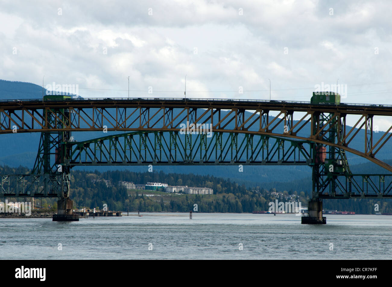 Second Narrows Bridge over Burrard Inlet connecting Vancouver with the
