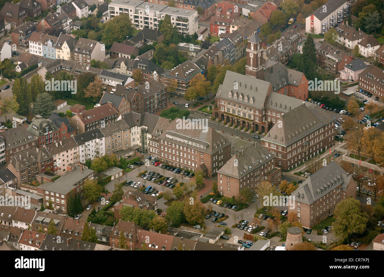 Aerial view, town hall, Bottrop, Ruhr Area, North Rhine-Westphalia, Germany, Europe Stock Photo