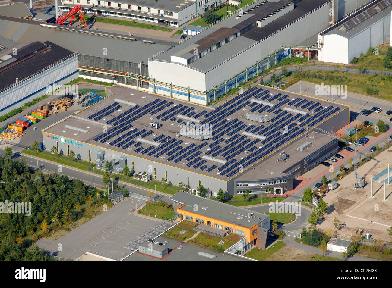 Aerial view, Scheuten Solar, Gelsenkirchen, Ruhr Area, North Rhine-Westphalia, Germany, Europe Stock Photo