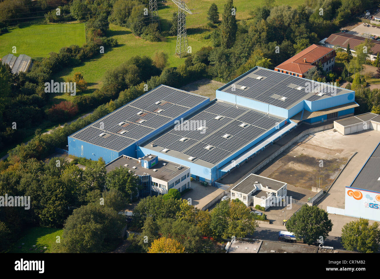 Aerial view, Buschgrundstrasse, Buer, Gelsenkirchen, Ruhr Area, North Rhine-Westphalia, Germany, Europe Stock Photo