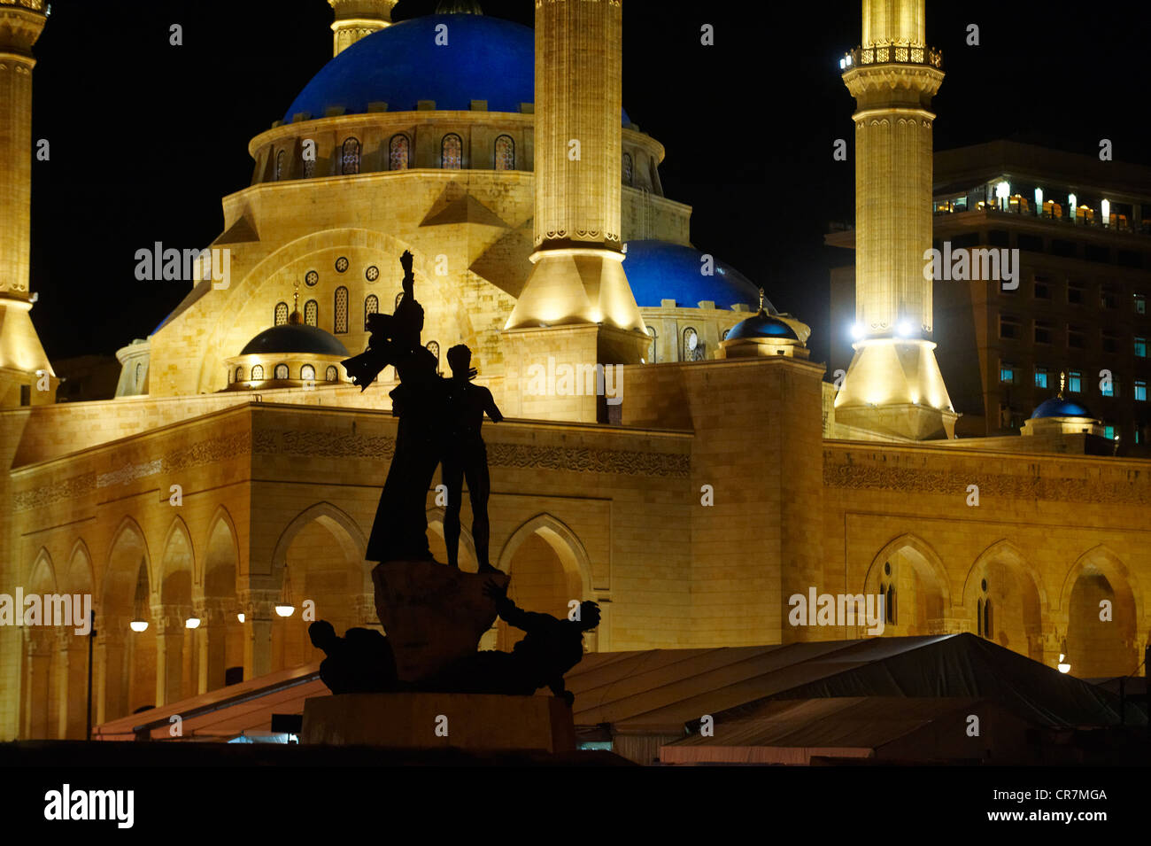 Lebanon, Beirut, Al-Omari Mosque, Martyrs' Square With The Martyrs ...