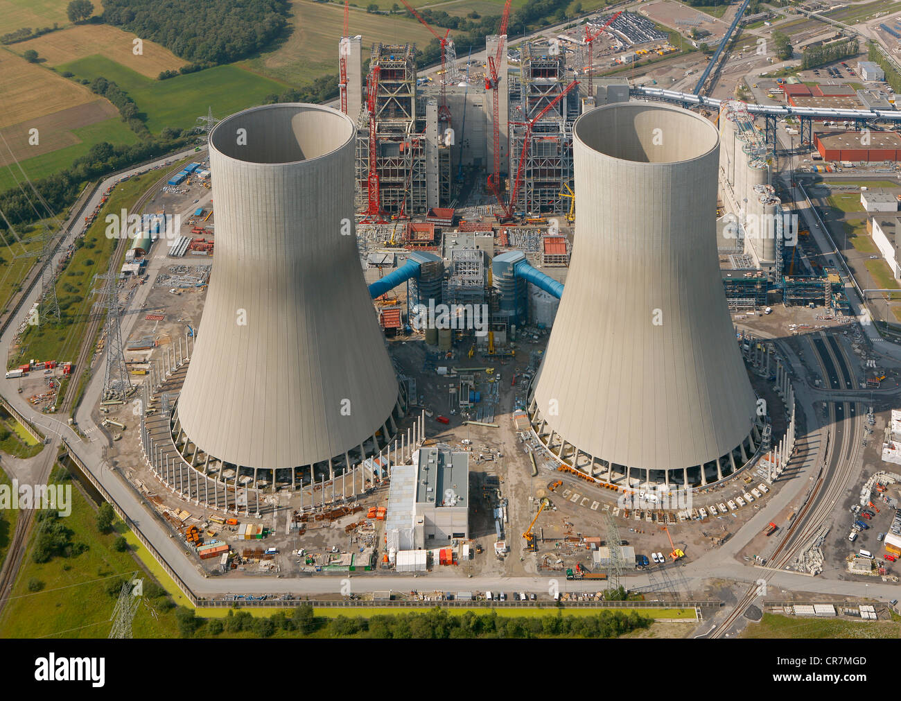 Aerial view, hard coal-fired power station, Kraftwerk Westfalen power plant, RWE Power, Uentrop, Ruhr area Stock Photo