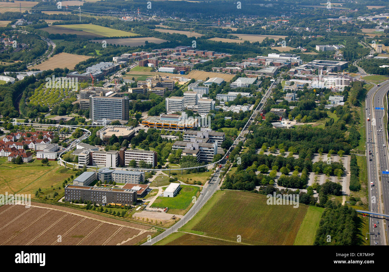 Aerial view, university, college, Dortmund, Ruhr Area, North Rhine-Westphalia, Germany, Europe Stock Photo