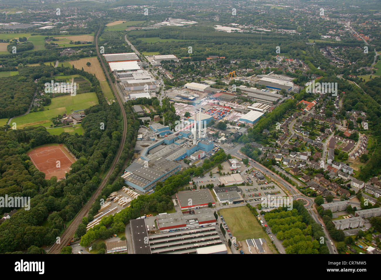 Aerial view, Rockwool industrial estate, Ellinghorst, Gladbeck, Ruhr Area, North Rhine-Westphalia, Germany, Europe Stock Photo