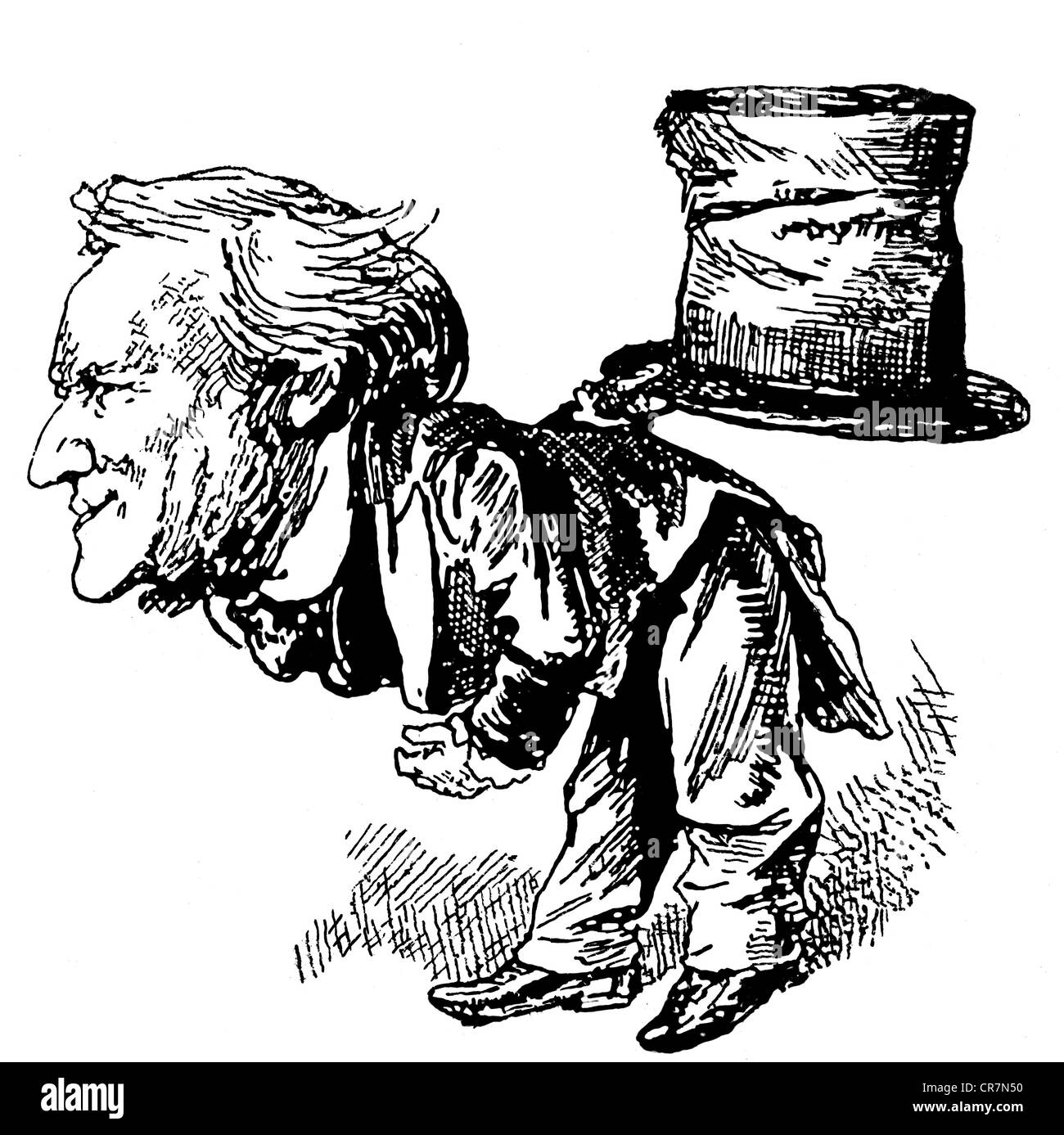 Wagner, Richard, 22.5.1813 - 13.2.1883, German composer, as concert orator, caricature, Vienna, 1870s / 1880s, Stock Photo