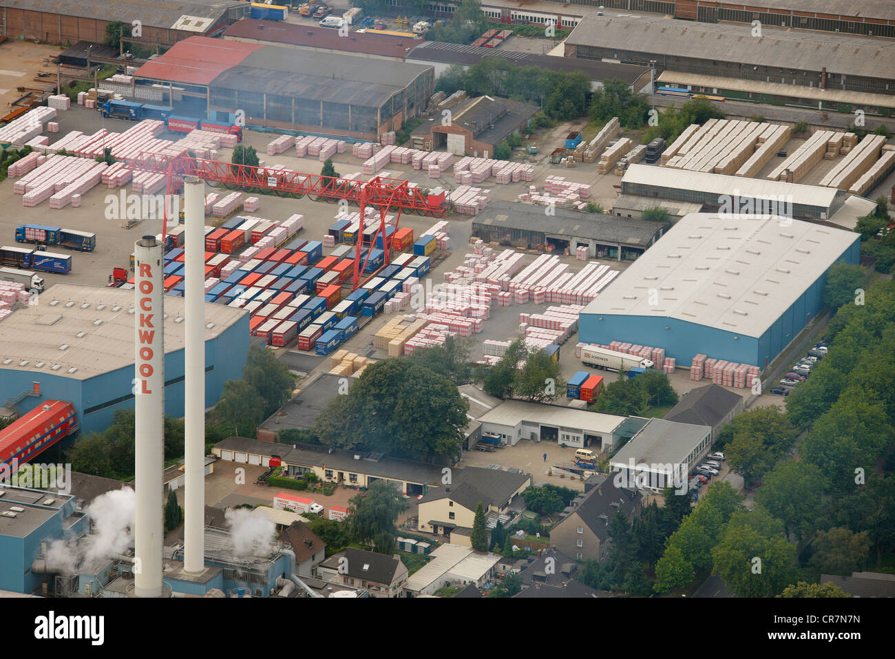 Aerial view, Rockwool industrial estate, Ellinghorst, Gladbeck, Ruhr Area, North Rhine-Westphalia, Germany, Europe Stock Photo